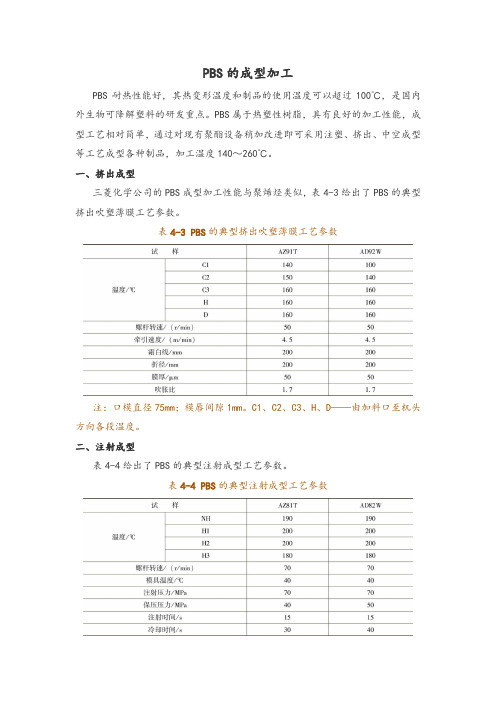 PBS的成型加工