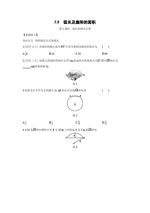 3.8 弧长及扇形的面积第1课时 弧长的相关计算练习题浙教版九年级数学上册