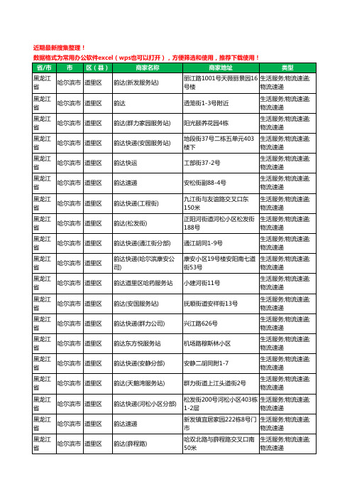 2020新版黑龙江省哈尔滨市道里区韵达快递工商企业公司商家名录名单黄页联系方式大全32家