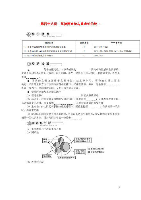 高中政治学业水平测试复习第四十八讲坚持两点论与重点论的统一讲解新人教必修