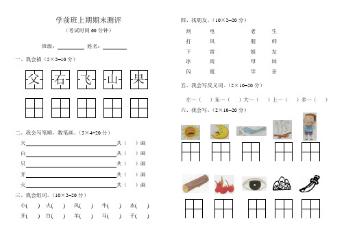 2014年上期学前班期末测评