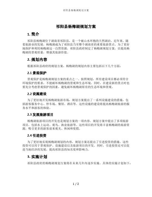 祁阳县杨梅湖规划方案