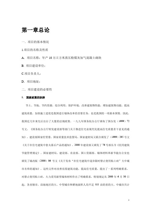粉煤灰混凝土砌块项项目可行性研究报告
