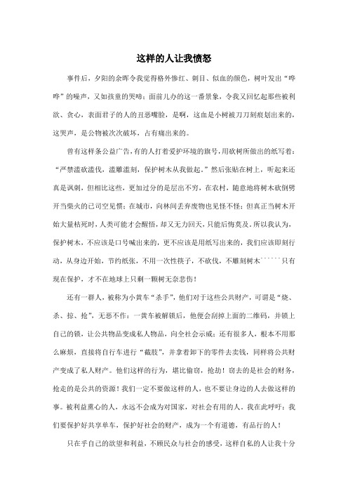这样的人让我愤怒_初中初一作文800字
