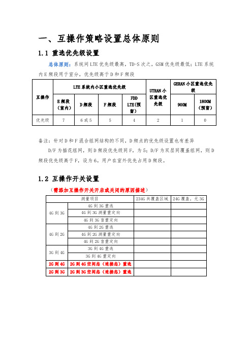 G互操作参数设置指导书 爱立信V 