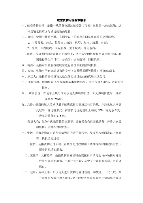 航空货物运输基本概念