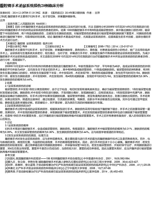 腹腔镜手术泌尿系统损伤20例临床分析