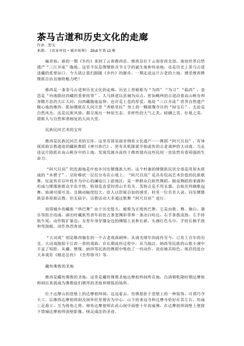 茶马古道和历史文化的走廊