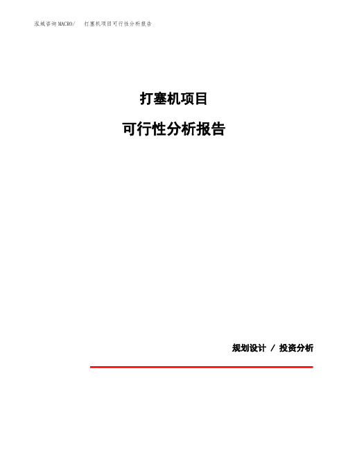 打塞机项目可行性分析报告(模板参考范文)