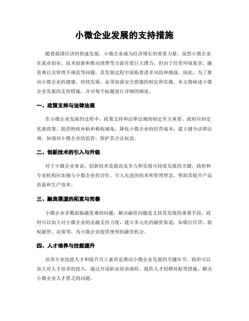 小微企业发展的支持措施