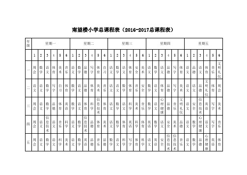 2016-2017下学年度课程表总