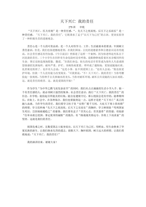 天下兴亡 我的责任演讲稿