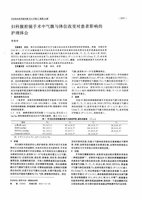 妇科腹腔镜手术中气腹与体位改变对患者影响的护理体会