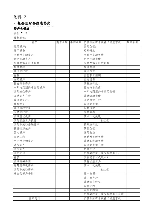 一般企业财务报表格式 执行新金融准则或新收入准则的企业 