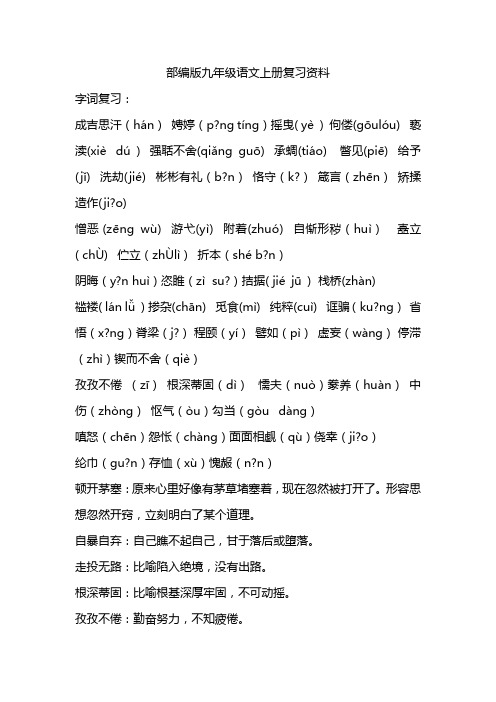 部编版九年级语文上册复习资料