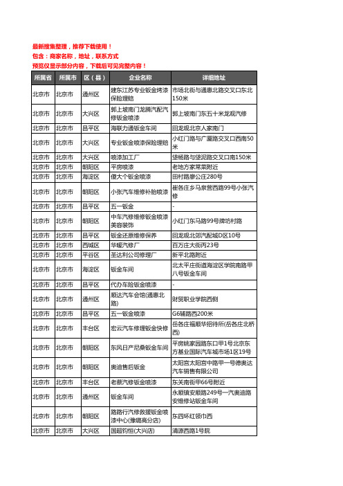 新版北京市钣金喷漆企业公司商家户名录单联系方式地址大全98家