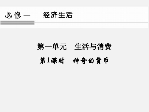 高考政治 一轮复习 生活与消费(第1课时)神奇的货币 新人教版必修1