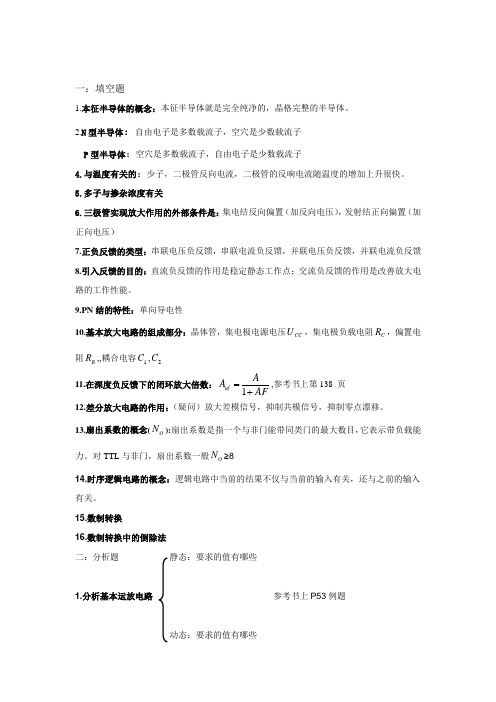 电子技术考试复习提纲
