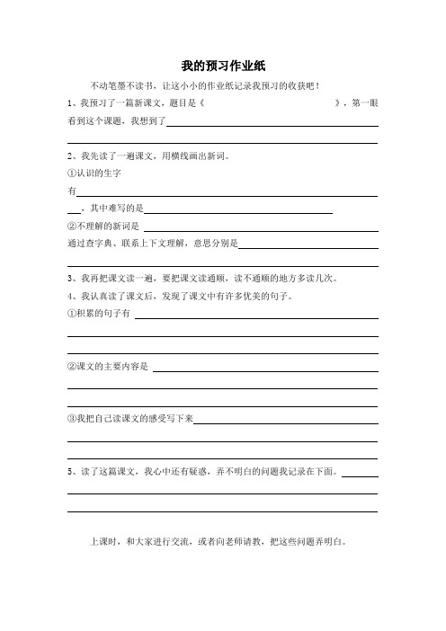 我的预习作业纸