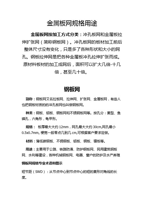金属板网规格用途