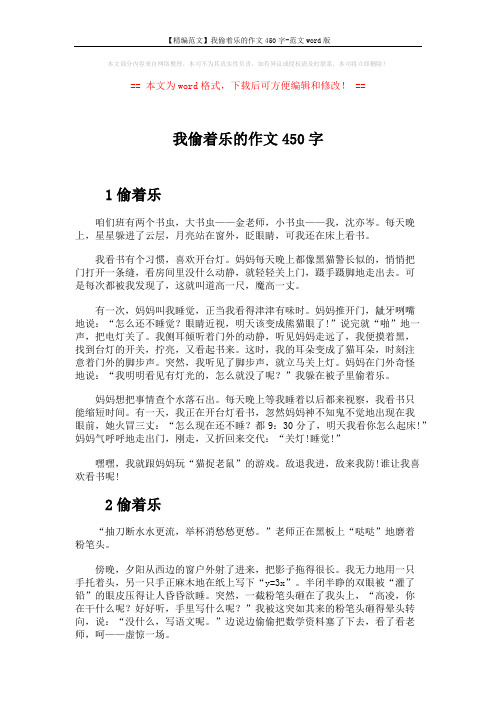【精编范文】我偷着乐的作文450字-范文word版 (4页)