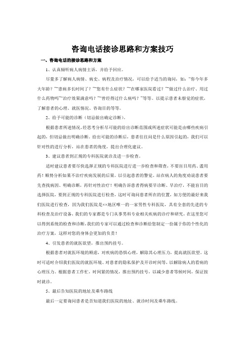 咨询电话接诊思路和方案技巧