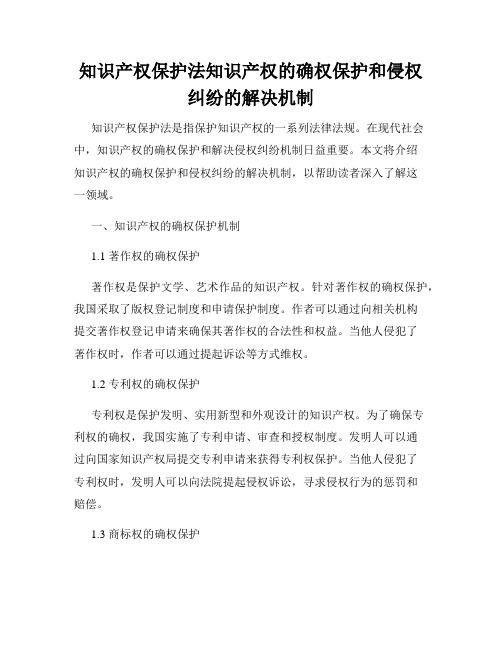 知识产权保护法知识产权的确权保护和侵权纠纷的解决机制