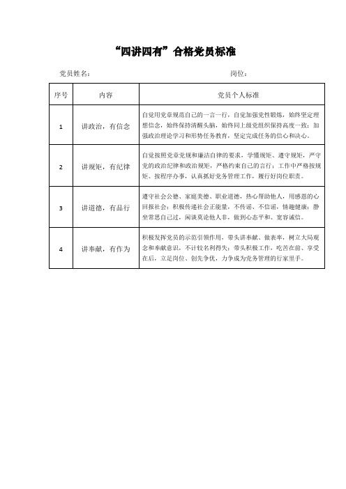 四讲四有党员标准