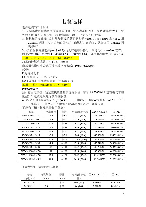 电缆选择