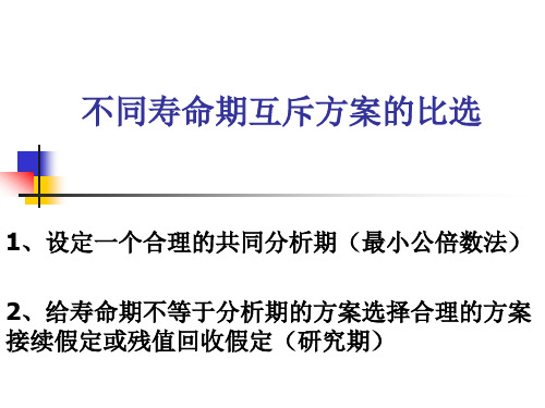 第6章  不同寿命期的互斥方案及独立方案的比较