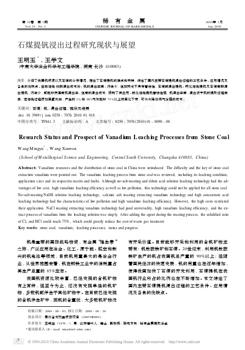 石煤提钒浸出过程研究现状与展望
