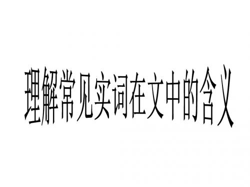2017届实词多义及推断