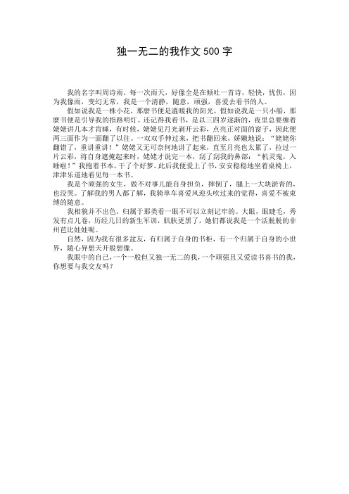 独一无二的我作文500字