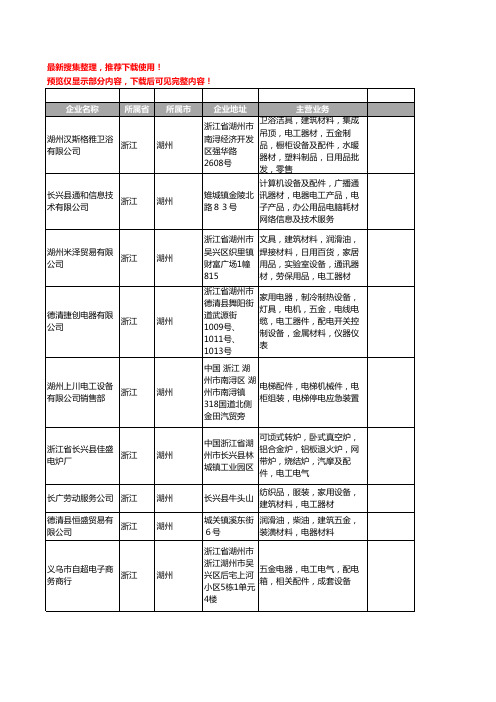 新版浙江省湖州电工设备工商企业公司商家名录名单联系方式大全49家