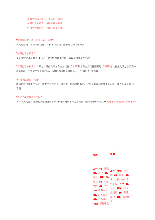 肺叶分段口诀