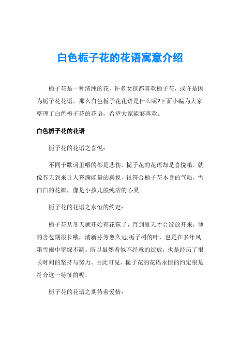 白色栀子花的花语寓意介绍