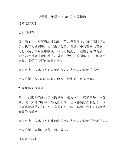 找春天二年级作文300字5篇精选