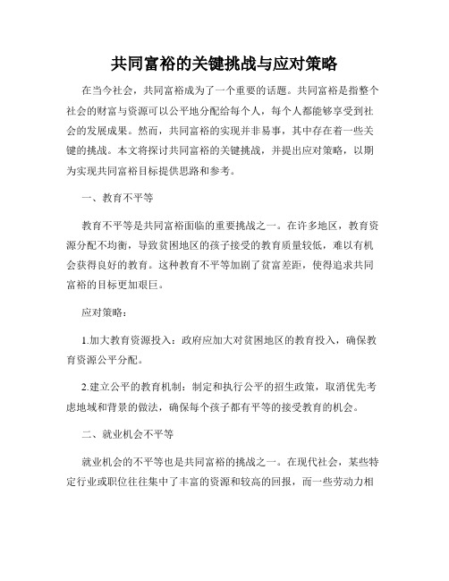 共同富裕的关键挑战与应对策略