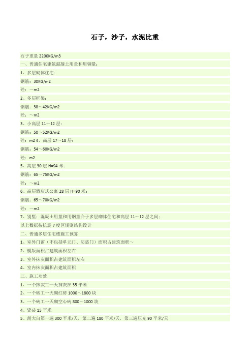 石子,沙子,水泥比重