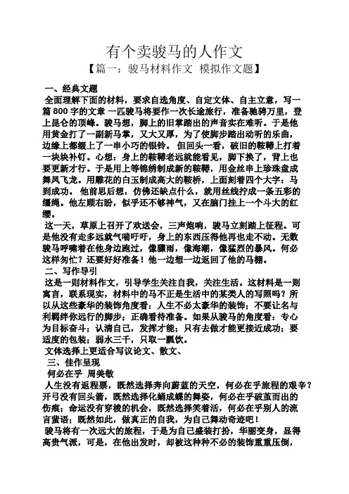 马作文之有个卖骏马的人作文