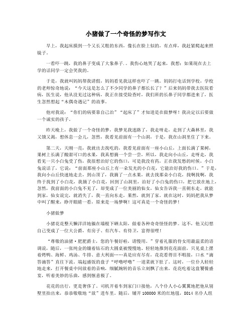 小猪做了一个奇怪的梦写作文