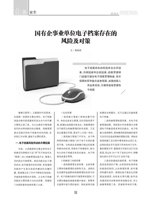 国有企事业单位电子档案存在的风险及对策