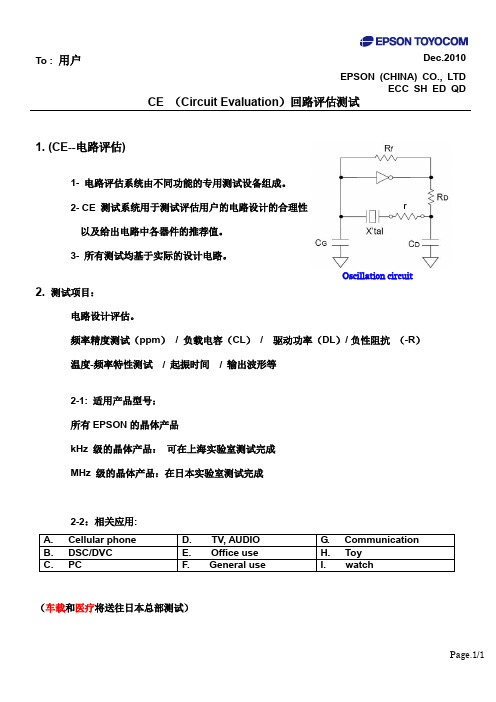 CE(CircuitEvaluation)回路评估测试