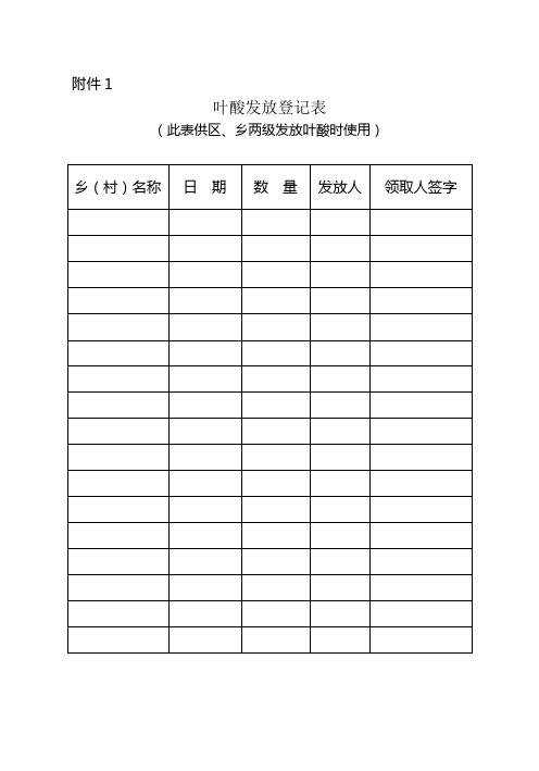 叶酸发放登记表