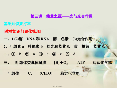 高考生物一轮复习 第三单元 第三讲 能量之源 光与光合作用课件 新人教版必修1