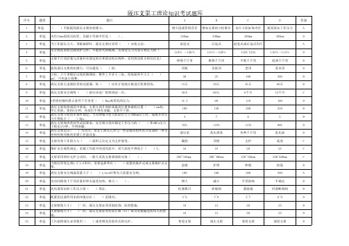 液压支架工理论知识考试题库