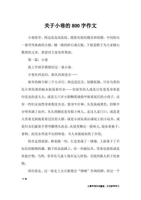 关于小巷的800字作文_高中作文