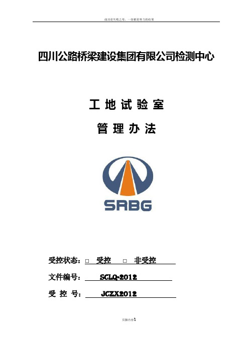 工地试验室管理办法-(暂行)
