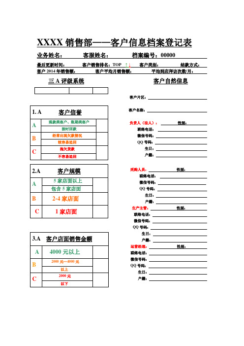 客户信息档案表