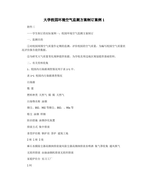 大学校园环境空气监测方案制订案例1